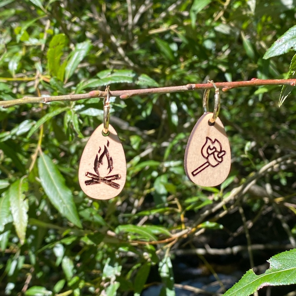 Pair Campfire and S’Mores Handmade Hope Earring Dangle Charms